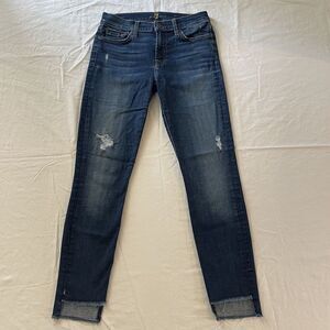 7 For All Mankind Jeans Blue The Ankle Skinny Size 26 Pants Distressed